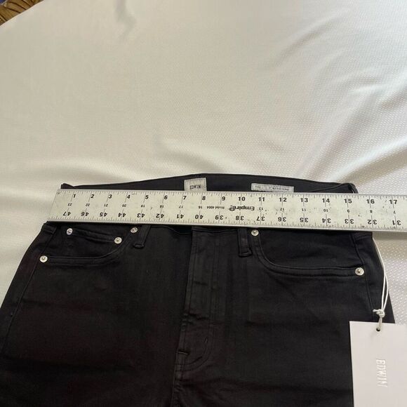 NWT Edwin Pixie 9” Mid Rise Skinny Black Denim Jeans Size 31 New - Picture 2 of 10